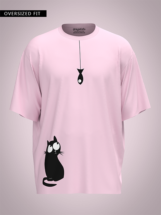 Cat And Fish - Unisex OverSized T-Shirt